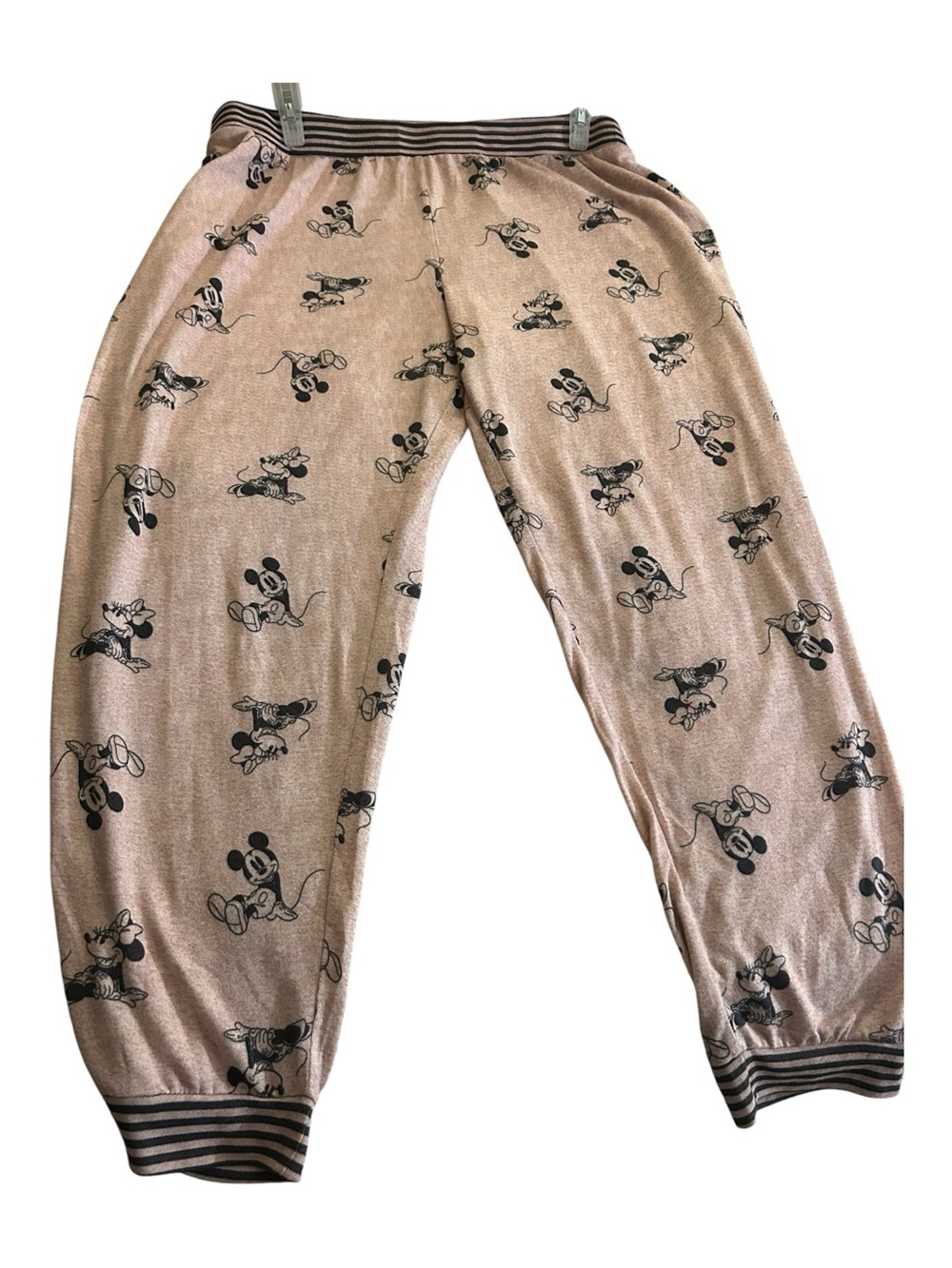Disney Light Pink Mickey Mouse Pajama Pants with Striped Waistband